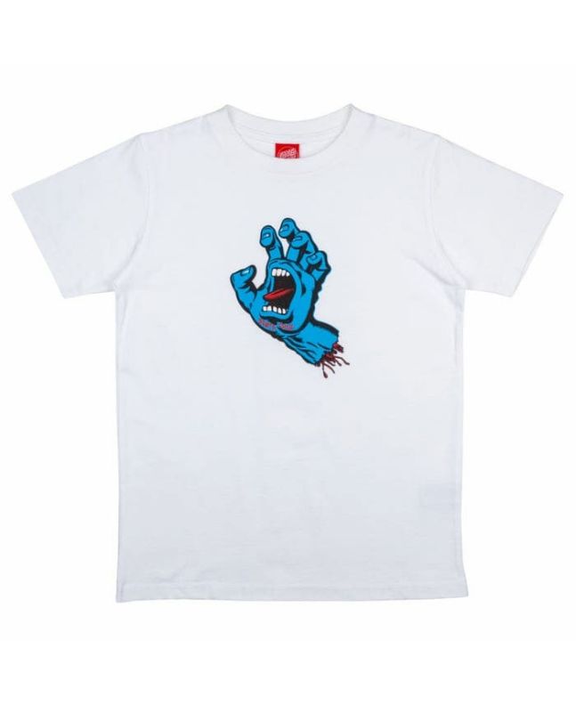 Camiseta de manga corta Santa Cruz Youth Screaming Hand blanca para niño 