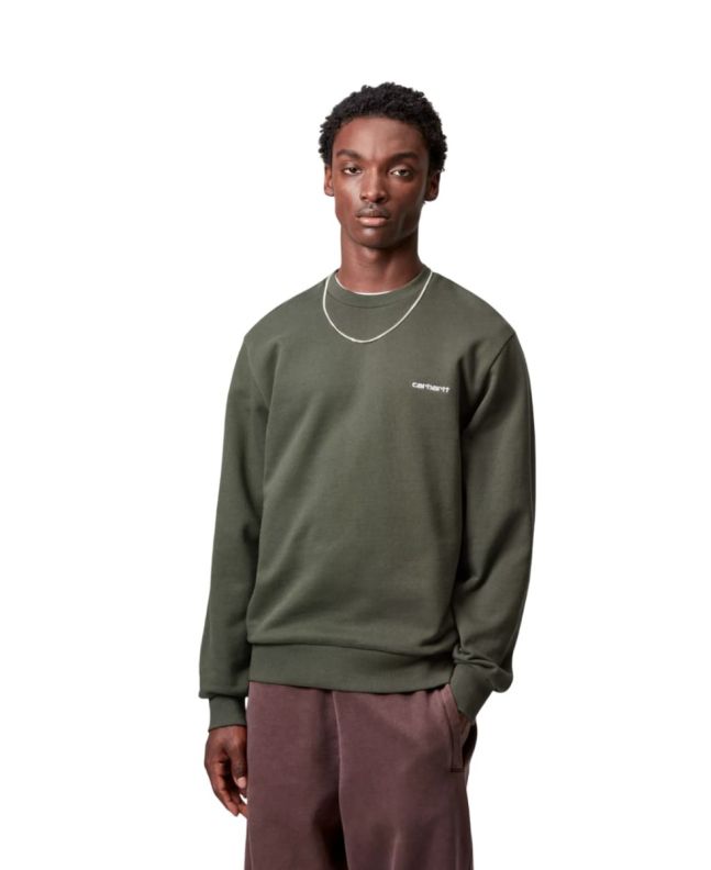 Hombre con sudadera básica Carhartt WIP Script Embroidery Opuntia/White