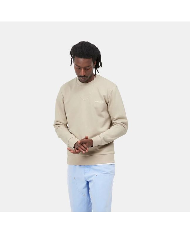 Hombre con Sudadera Carhartt WIP Script Embroidery Sweatshirt Beige