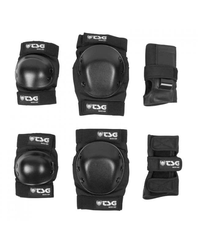 Set completo de protecciones Skate TSG Basic negras