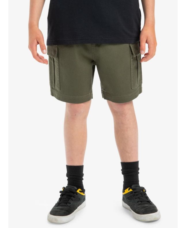 Niño con Short cargo Quiksilver Taxer Verde Militar
