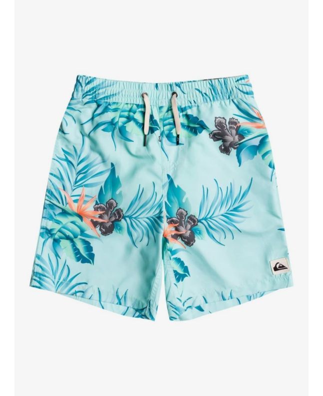 Bañador de natación Quiksilver Paradise Express Volley Youth 15" azul floral para chicos de 8 a 16 años