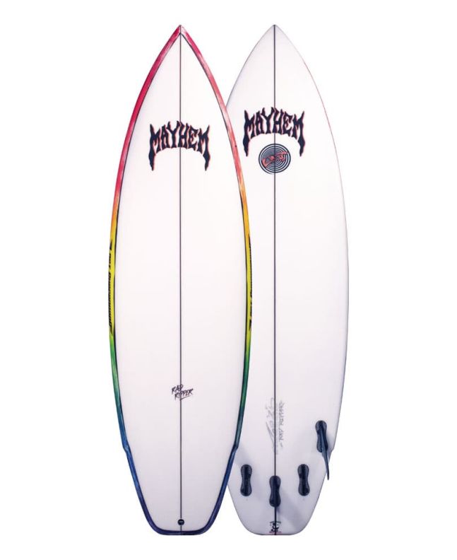 Tabla de Surf Shortboard Lost Rad Ripper 5'10" 31'5 Litros Retro Series blanca con cantos de colores
