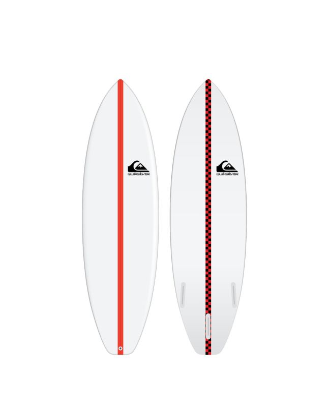 Tabla de surf Shortboard Quiksilver All Time 6'4'' x 20 5/8 x 2 1/8 blanca y roja 41,2 Litros 