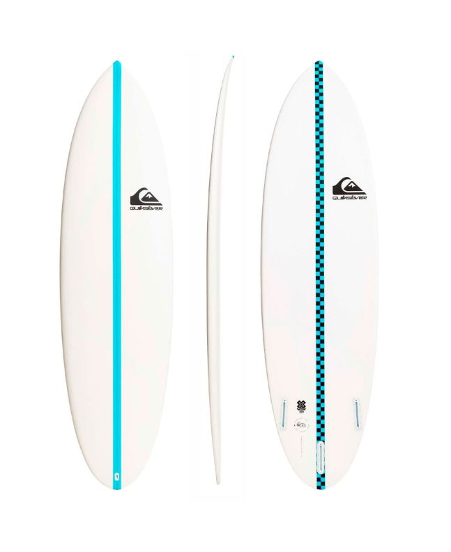 Tabla de Surf Shortboard Quiksilver Discus 6'6''x 21 x 2 7/8 45,3 Litros blanca y azul Futures