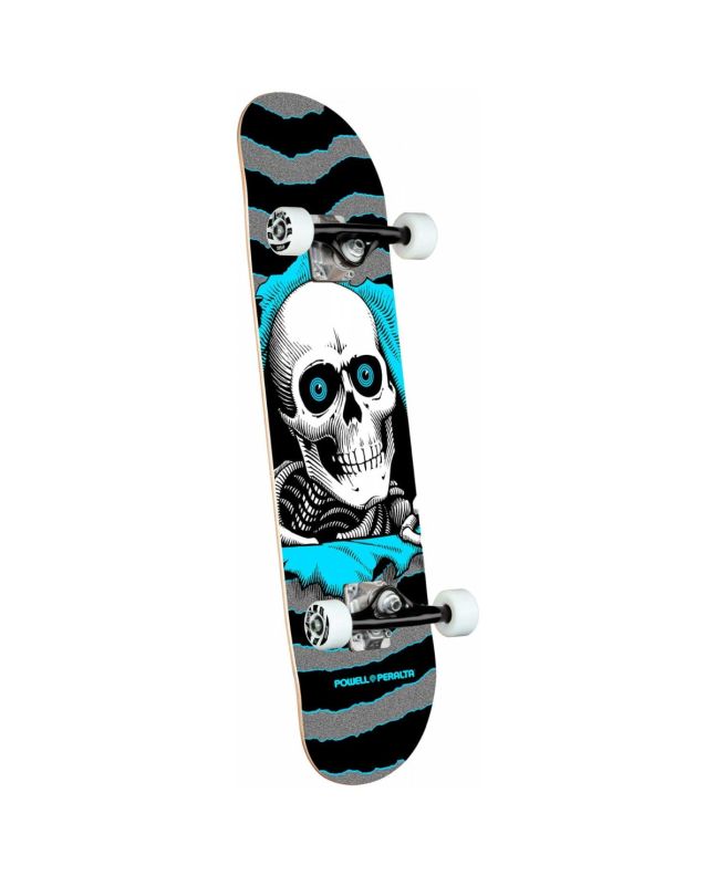 Skate Completo Powell Peralta Ripper One Off 7.75" x 31.08" gris plata y azul