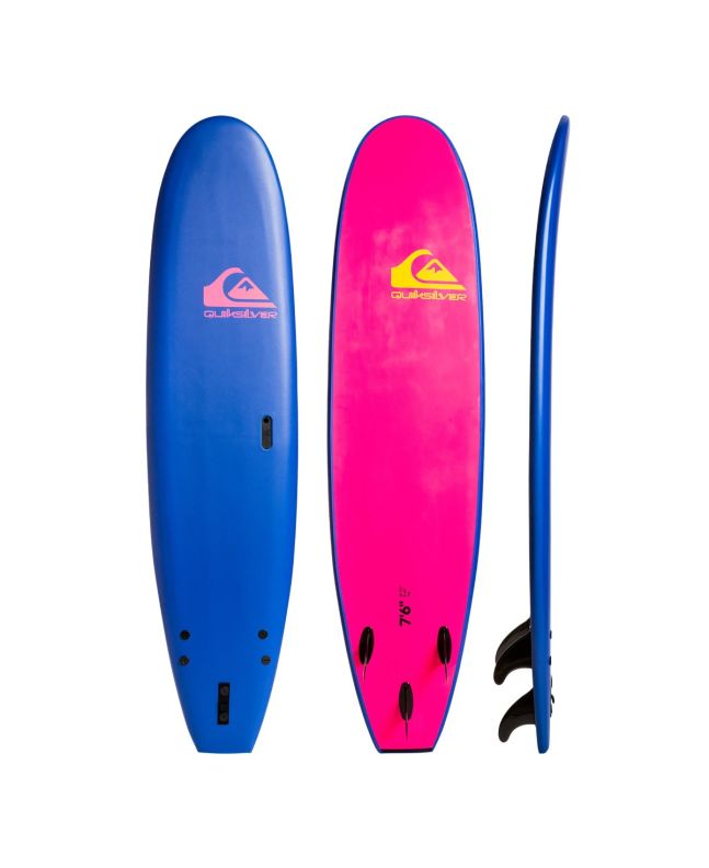 Tabla de Surf Softboard Quiksilver Soft Ultimate 7'6" x 22 1/4” x 3 1/4” 72L en color azul marino y rosa 