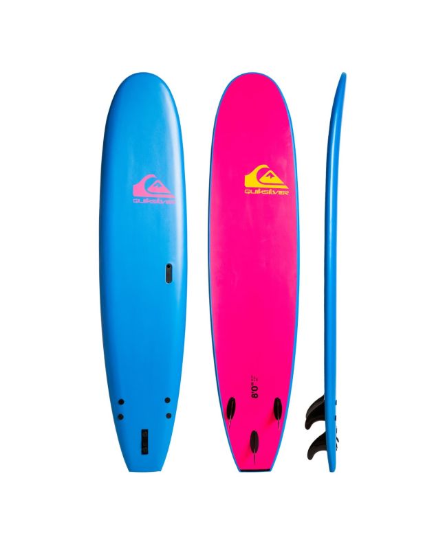 Tabla de Surf Softboard Quiksilver Soft Ultimate 8'0" x 22 1/4" x 3 1/4" 86L en color azul y rosa