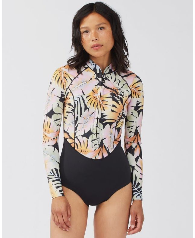 Mujer con Traje de surf de primavera con manga larga Billabong Salty Dayz Light 1mm con estampado floral