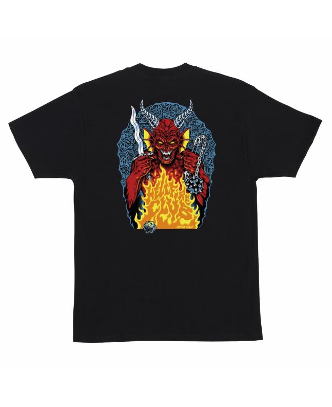 Santa Cruz Stranger Things Hellfire Pit camiseta negra para hombre gráfico trasero