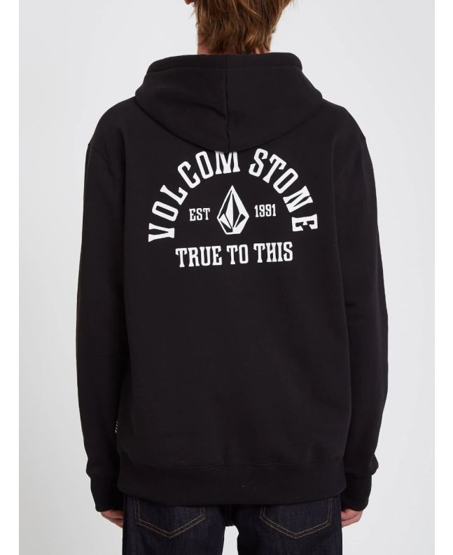 Sudadera con capucha y cremallera Volcom Extends negra para hombre posterior
