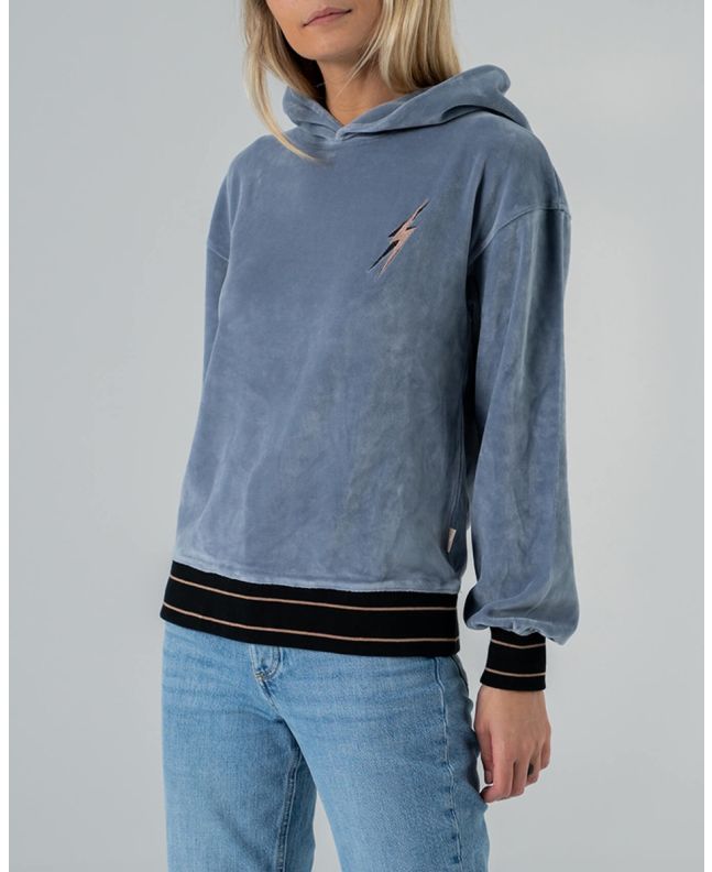 Mujer con sudadera con capucha Lightning Bolt Heavy Sea azul 