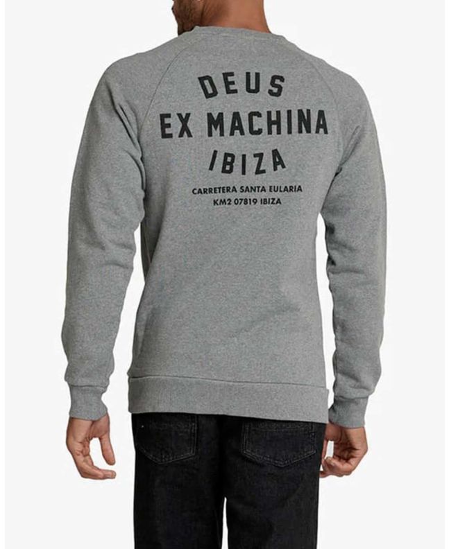 Hombre con sudadera Deus Ex Machina Ibiza Address Crew gris