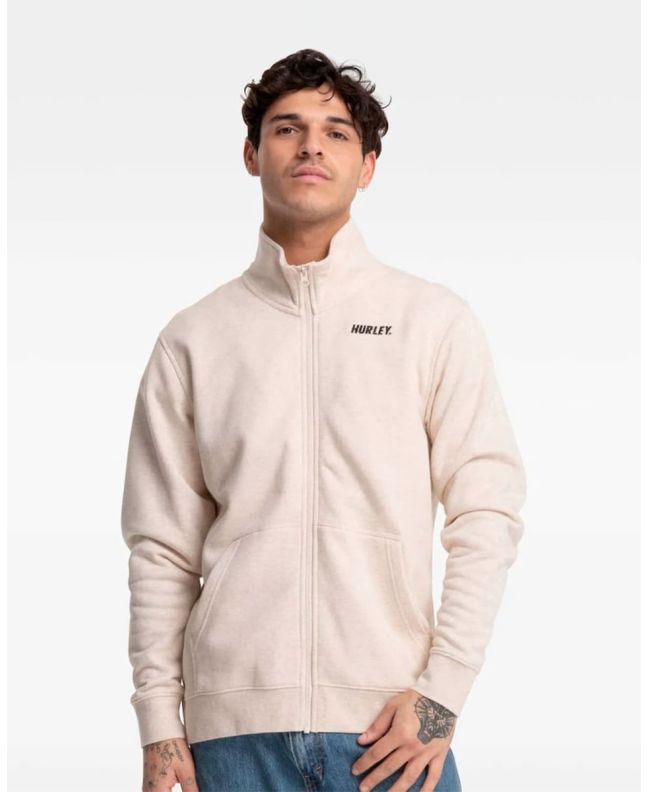 Hombre con sudadera polar con cremallera Hurley Fastlane ZIP beige