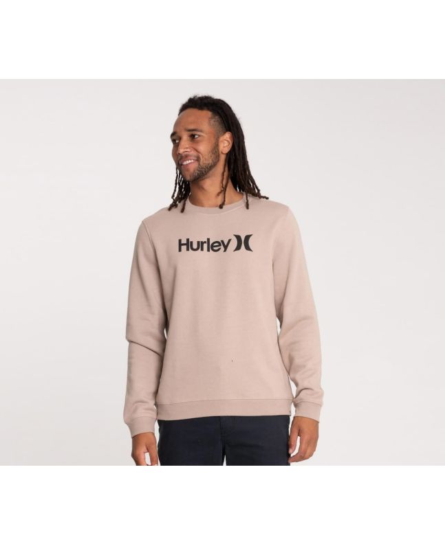Hombre con sudadera polar Hurley One and Only Seasonal Crew beige