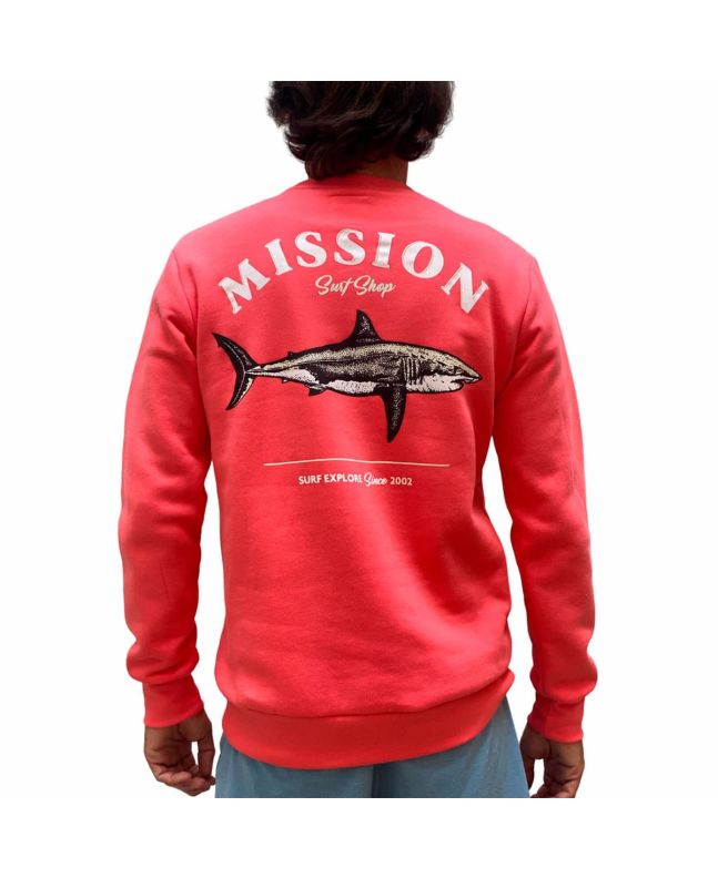 Hombre con sudadera con bolsillo Mission Pocket Crewneck Logo Tiburón Tono Coral