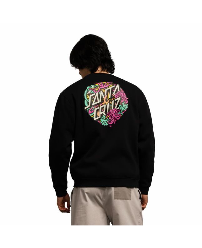 Hombre con Sudadera Santa Cruz Dressen Rose Crew Two Negra