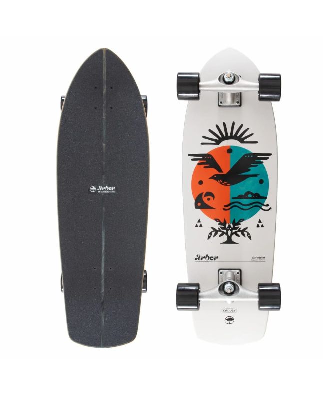 Surfskate Completo Arbor Surf Rocket 30.5in x 9.5in con eje CX Blanco