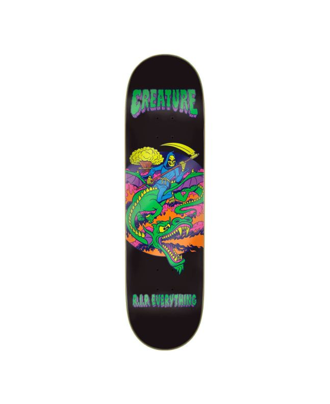 Tabla de skate Creature RIP Everything 8.51in negra con gráfico de Brian Romero