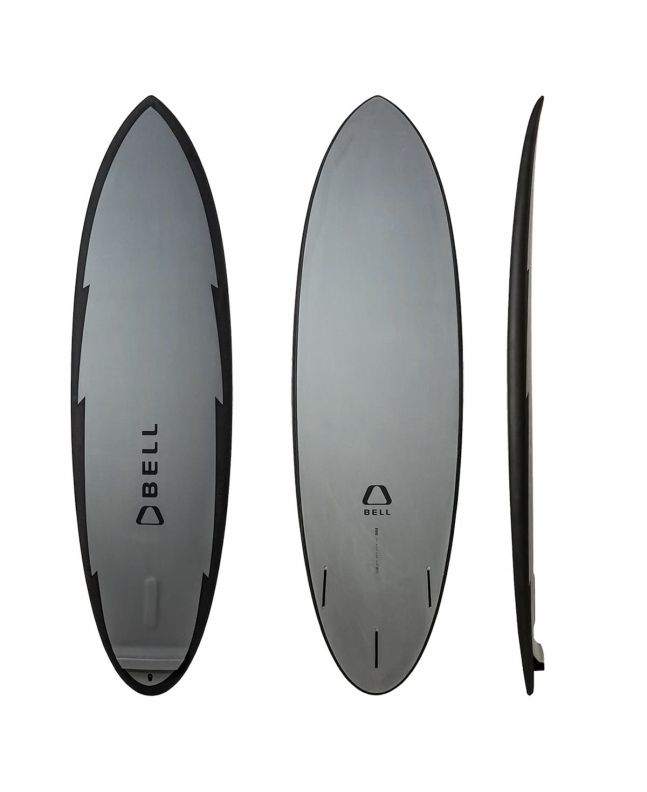 Tabla de surf híbrida Bell Egg Hybrid 6'8 Gris 47,3 Litros cola redonda y configuración Thruster Futures