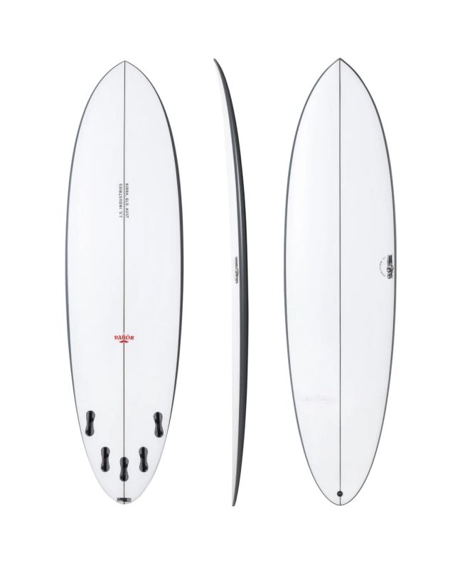 Tabla de Surf Midlength Js Surfboards El Baron 6'8 Round Pin 40 Litros Blanca FCS II 5 fin set up