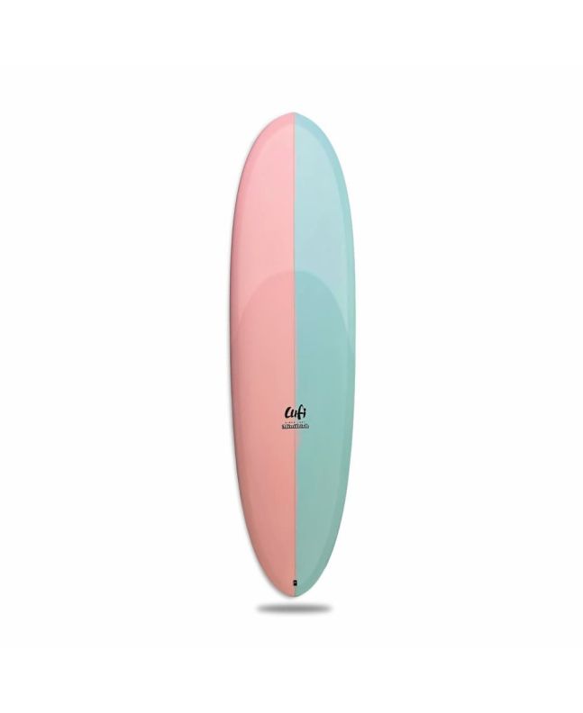 Tabla de Surf Lufi Minidisk 6'10 EPS Cotton Candy,  shape híbrido con acabado en resina tintada rosa y azul pastel