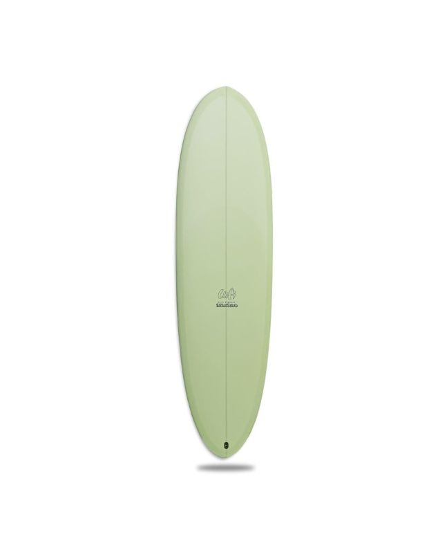 Tabla de surf Lufi Minidisk 6'8 color verde pastel con shape híbrido 57,3 Litros