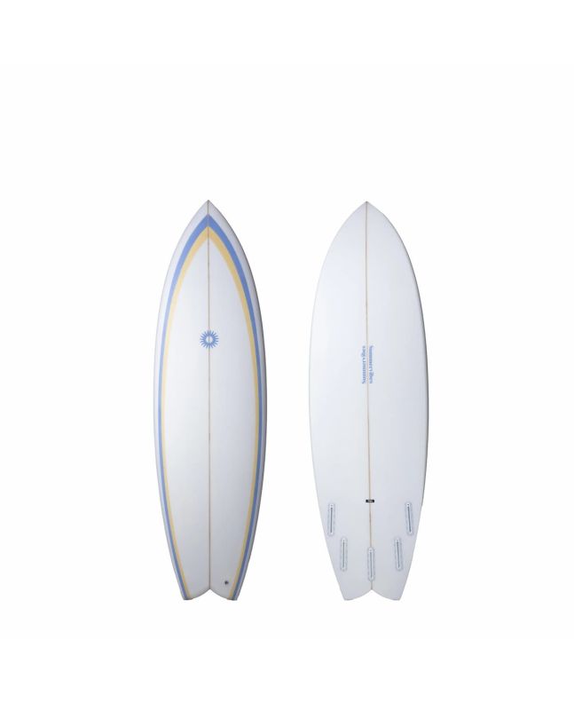 Tabla de surf Summer Vibes Fish 6'2 azul con 5 cajetines Futures 42,4L