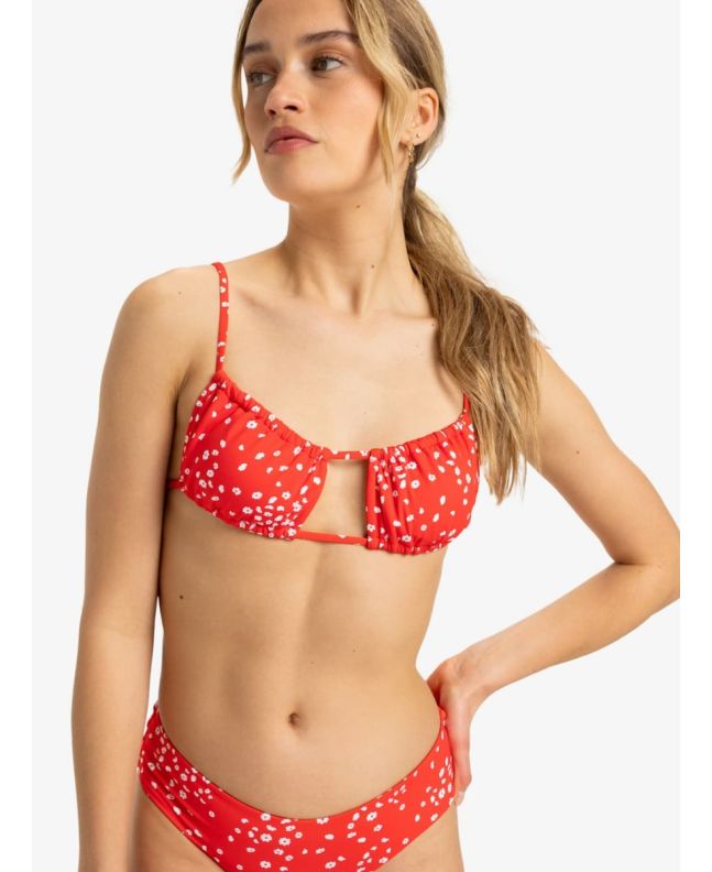 Mujer con Top de Bikini Bralette Roxy PT Beach Classics Rojo Floral 