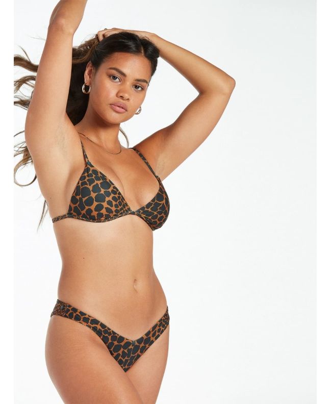 Mujer con Sujetador de bikini triangular Volcom Gone Wild estampado leopardo