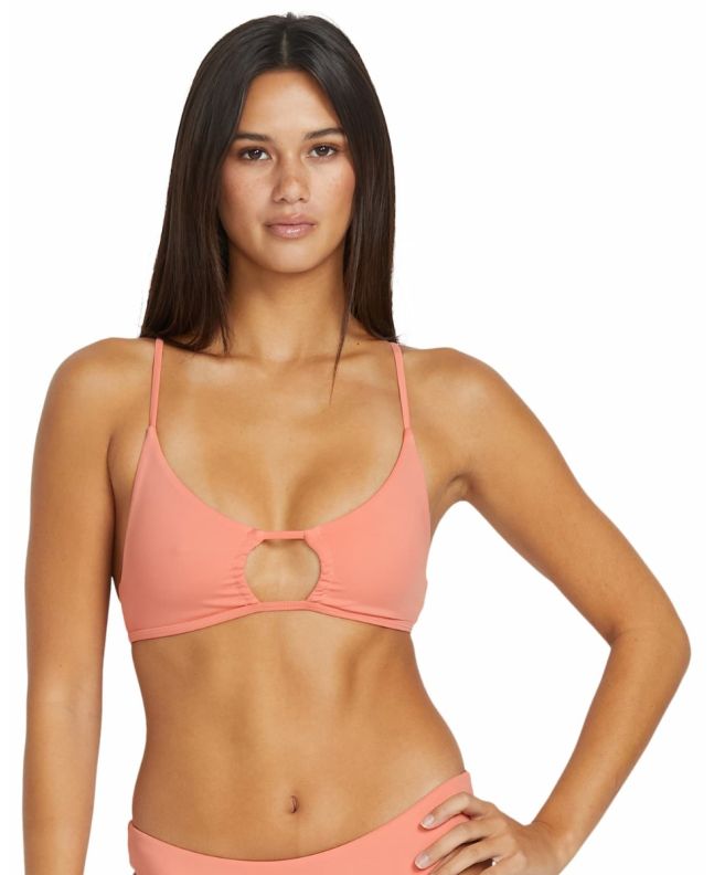Mujer con Top de Bikini con tirantes Halter Volcom Simply Seamless X Sunset