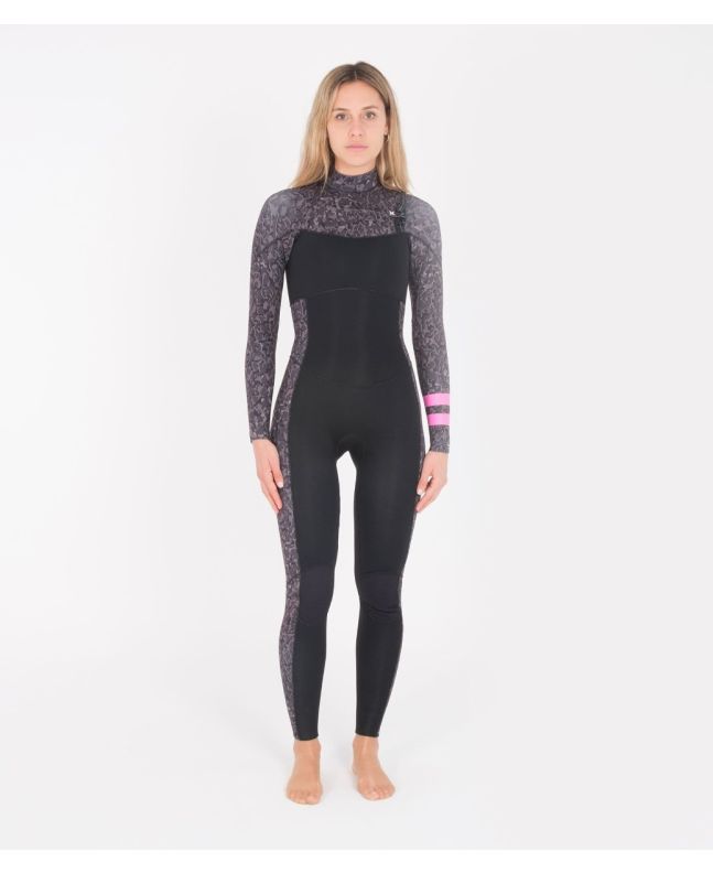 Mujer con traje de neopreno con cremallera en el pecho Hurley Advantage Plus 4/3 Wild Party