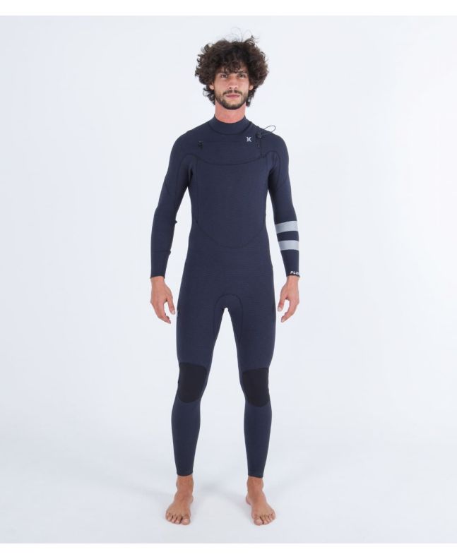 Hombre con traje de surf con cremallera en el pecho Hurley Plus 4/3mm azul marino
