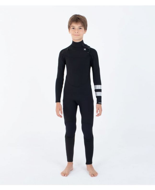 Niño con traje de surf con cremallera en el pecho Hurley Advant 5/3mm Negro