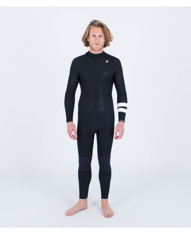Hombre con traje de surf con cremallera en la espalda Hurley Advant 4/3mm Fullsuit Negro