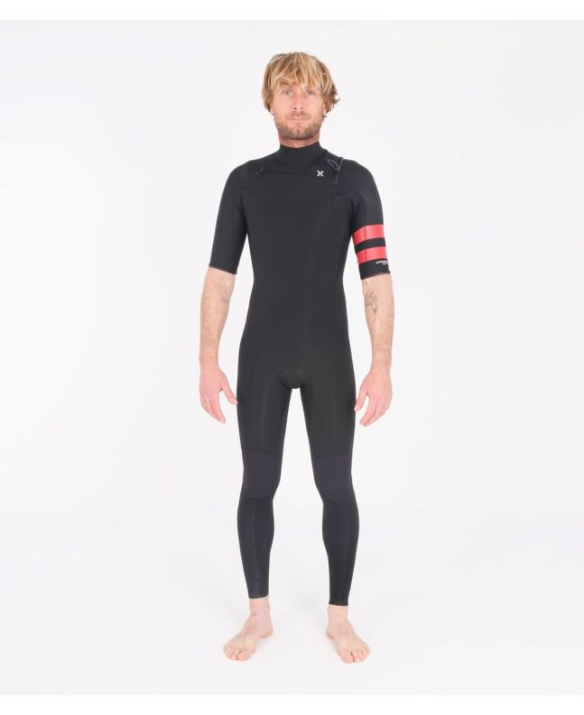 Traje de surf con cremallera en el pecho y manga corta Hurley Advantage 2/2mm negro Fullsuit para hombre 