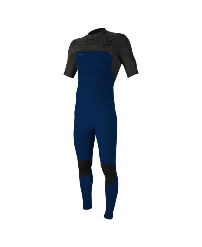 Traje de surf con manga corta y cremallera en el pecho O'Neill Hyperfreak 2mm Azul Marino y Gris para hombre