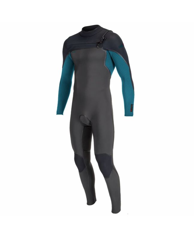 Traje de surf con cremallera en el pecho O'Neill Youth Hyperfreak Fire 4/3+ azul marino, negro y azul cian para chico 