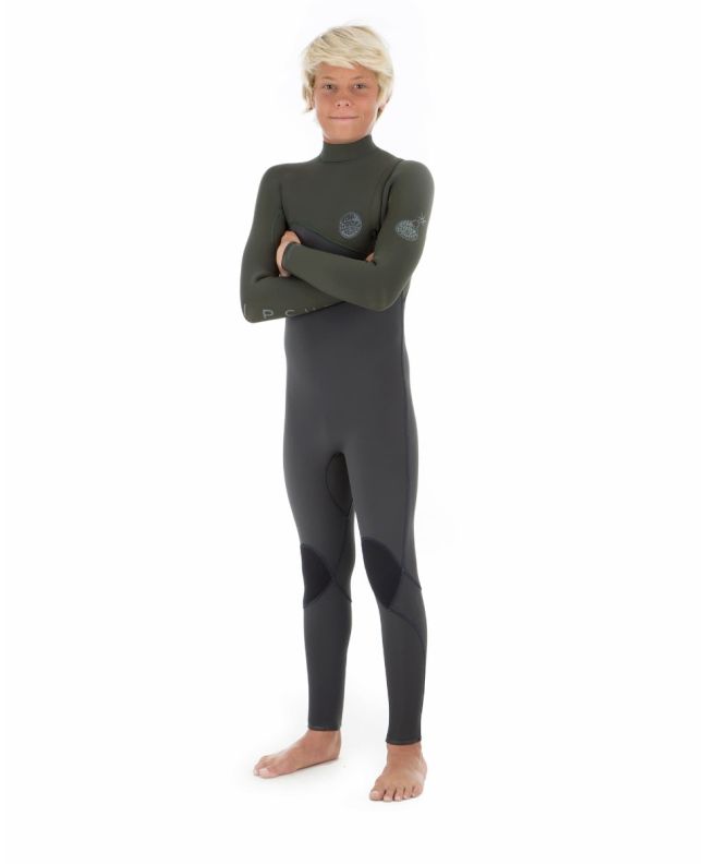 Traje de surf Rip Curl Flashbomb 5/3mm Zipless verde para chico
