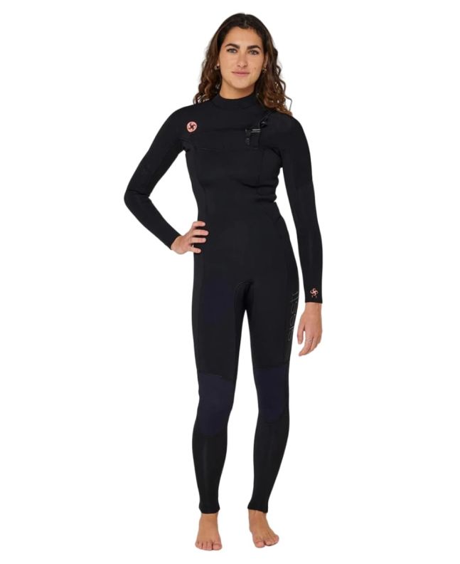Mujer con traje de neopreno con cremallera en el pecho Sisstrevolution 7 Seas 5/4mm Negro