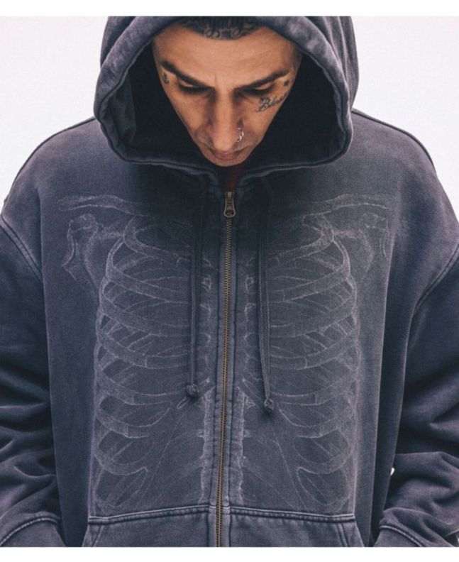 Travis Barker con Sudadera de capucha y cremallera Hurley Bones Negra
