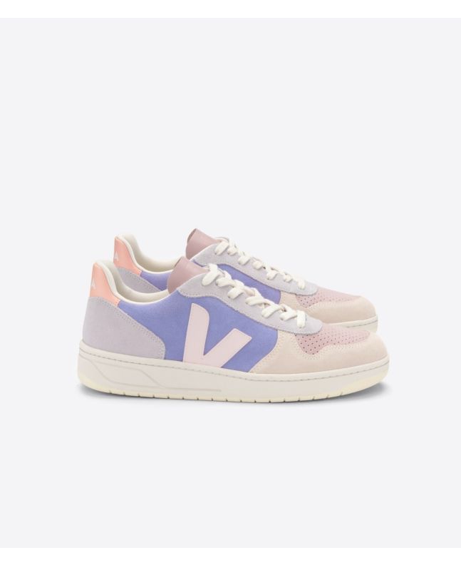 Zapatillas Ecológicas Veja V-10 Suede Multicolor Lavande para mujer