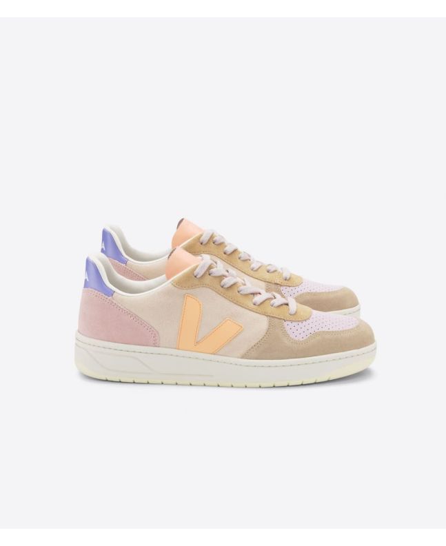 Zapatillas de ante Veja V-10 Suede Multico Peach para mujer 