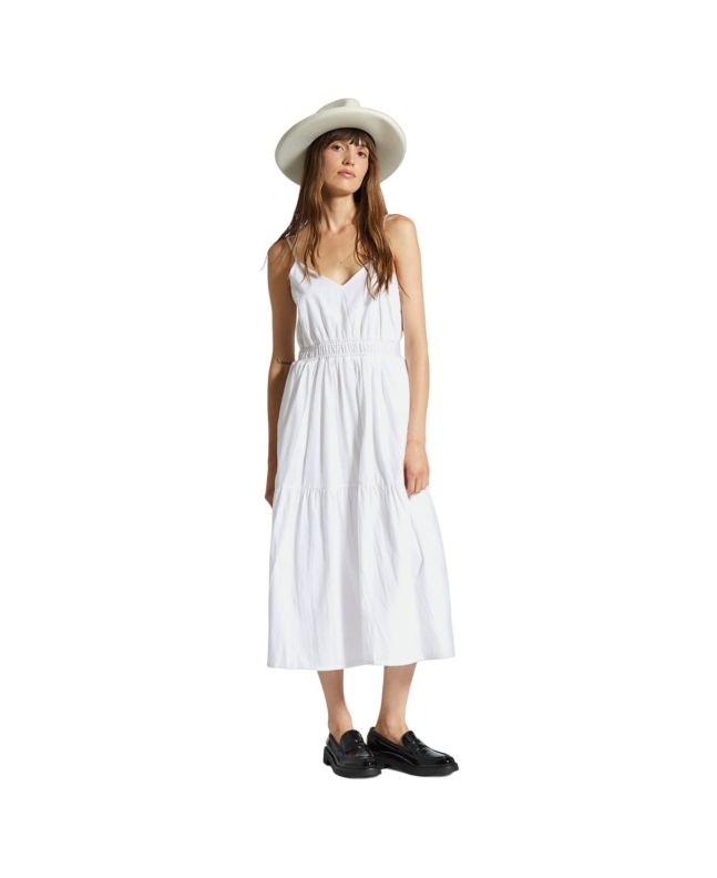 Mujer con vestido largo de tirantes Brixton Sidney Dress Blanco