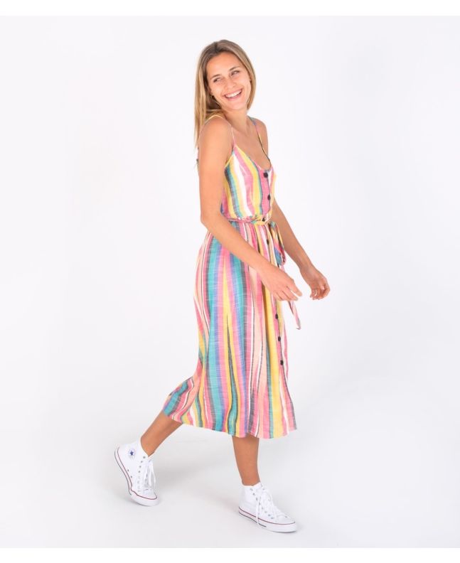 Mujer con Vestido holgado Hurley Sara Midi Multicolor