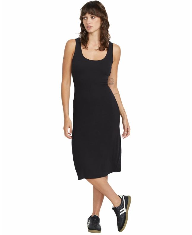 Mujer con Vestido midi Volcom Rizzled negro sin mangas