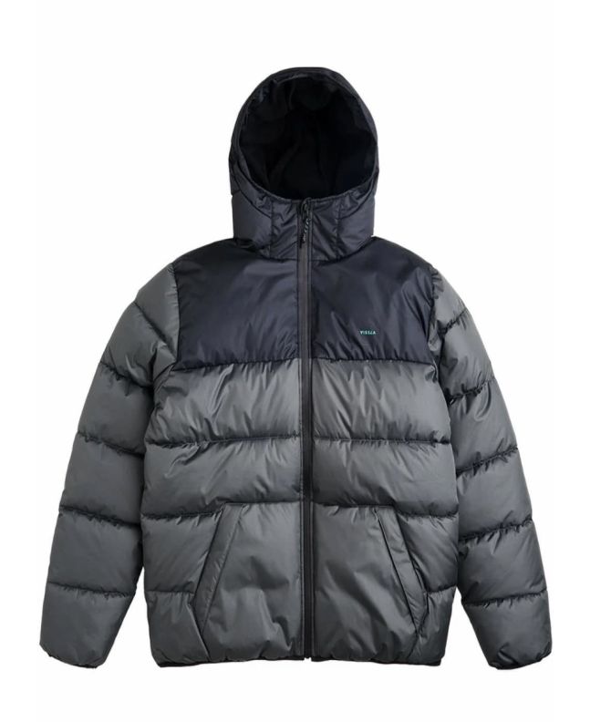 Cazadora impermeable acolchada con capucha Vissla North Seas Eco Puffer color gris oscuro para hombre