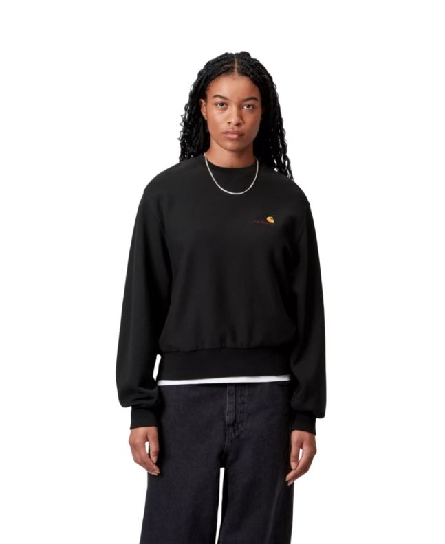 Mujer con Sudadera Carhartt WIP American Script Negra