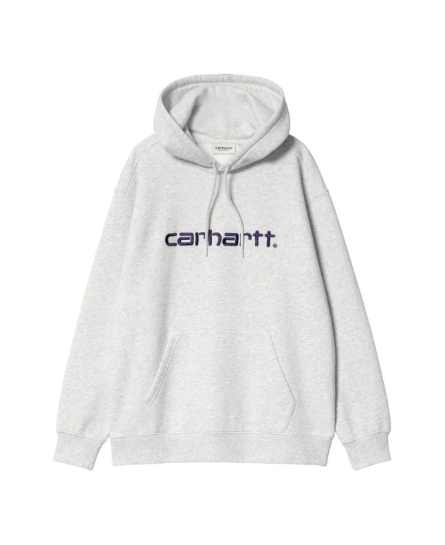 Sudadera con capucha Carhartt WIP Hooded Carhartt Sweat Gris jaspeado con logo lila para mujer