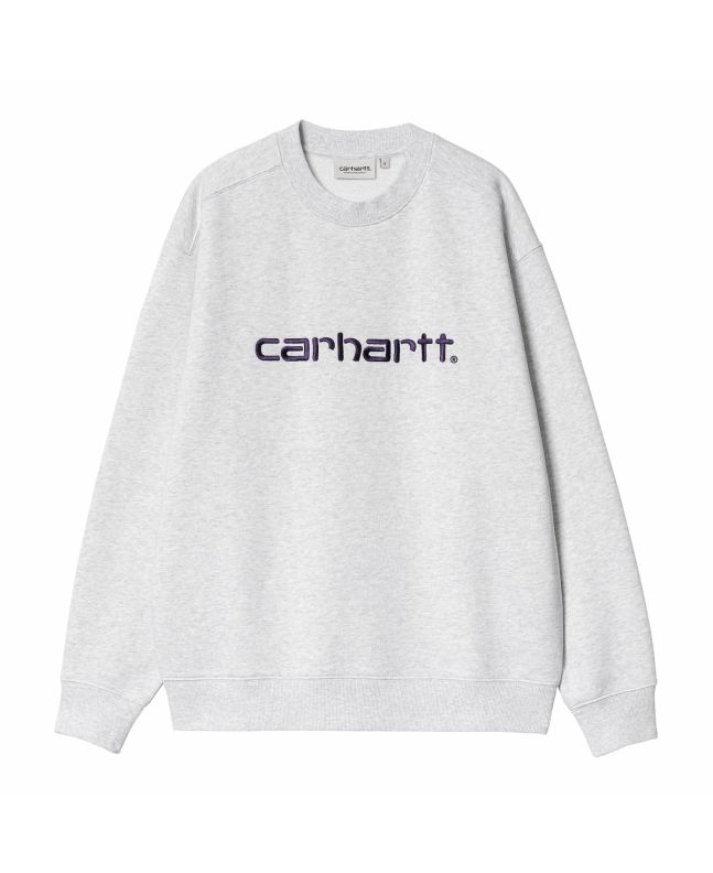 Sudadera Carhartt WIP Women's Carhartt Sweatshirt gris claro con logo lila para mujer